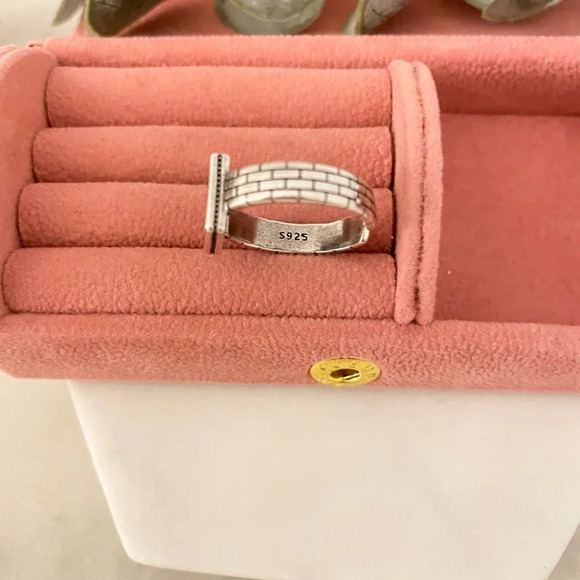 925 Sterling Silver Dainty Black Square Ring Minimalist Stackable Ring - Picture 5 of 6